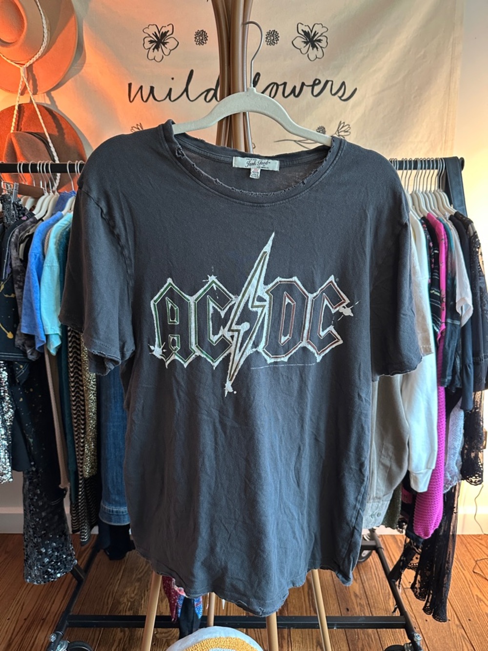 AC/DC Black Vintage-Style Graphic Tee